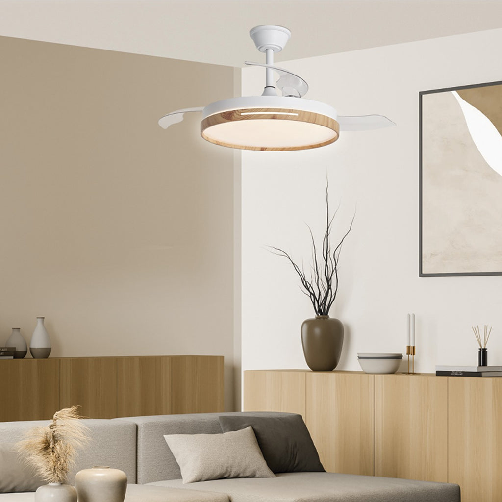 Ventilador Togo 50cm Madera AJP Alemar Ref. 11817 - Detalles:  Diseño moderno, 3 palas, luz LED integrada, silencioso y eficiente. LuzGurú
