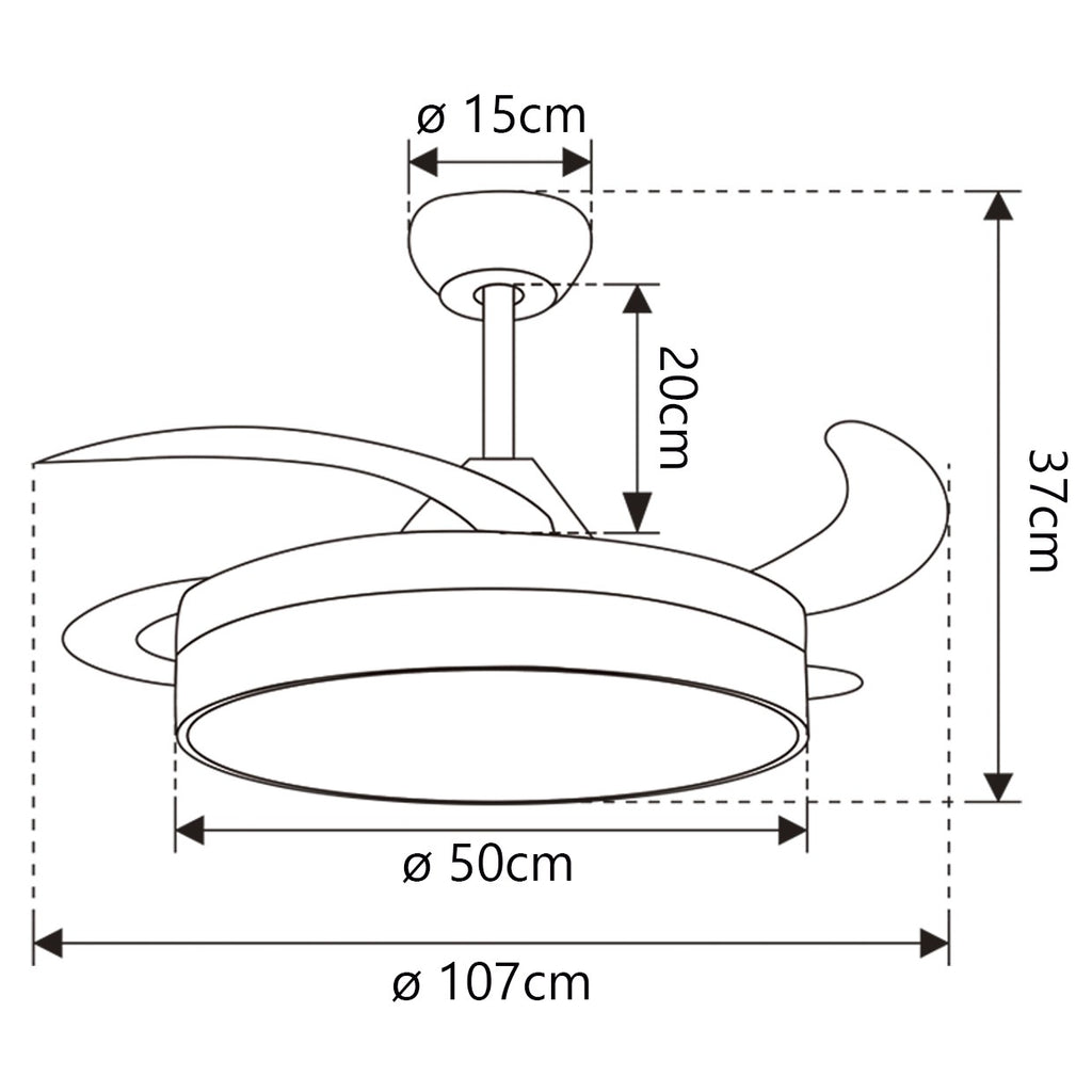 Ventilador Togo Plata 50cm AJP/Alemar - Ref. 11816.  Alta calidad, 3 palas, luz LED, mando a distancia, diseño moderno. LUZGURÚ.
