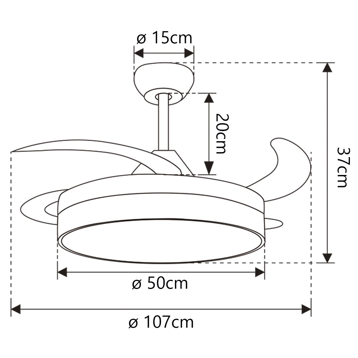 Ventilador Togo Plata 50cm AJP/Alemar - Ref. 11816.  Alta calidad, 3 palas, luz LED, mando a distancia, diseño moderno. LUZGURÚ.
