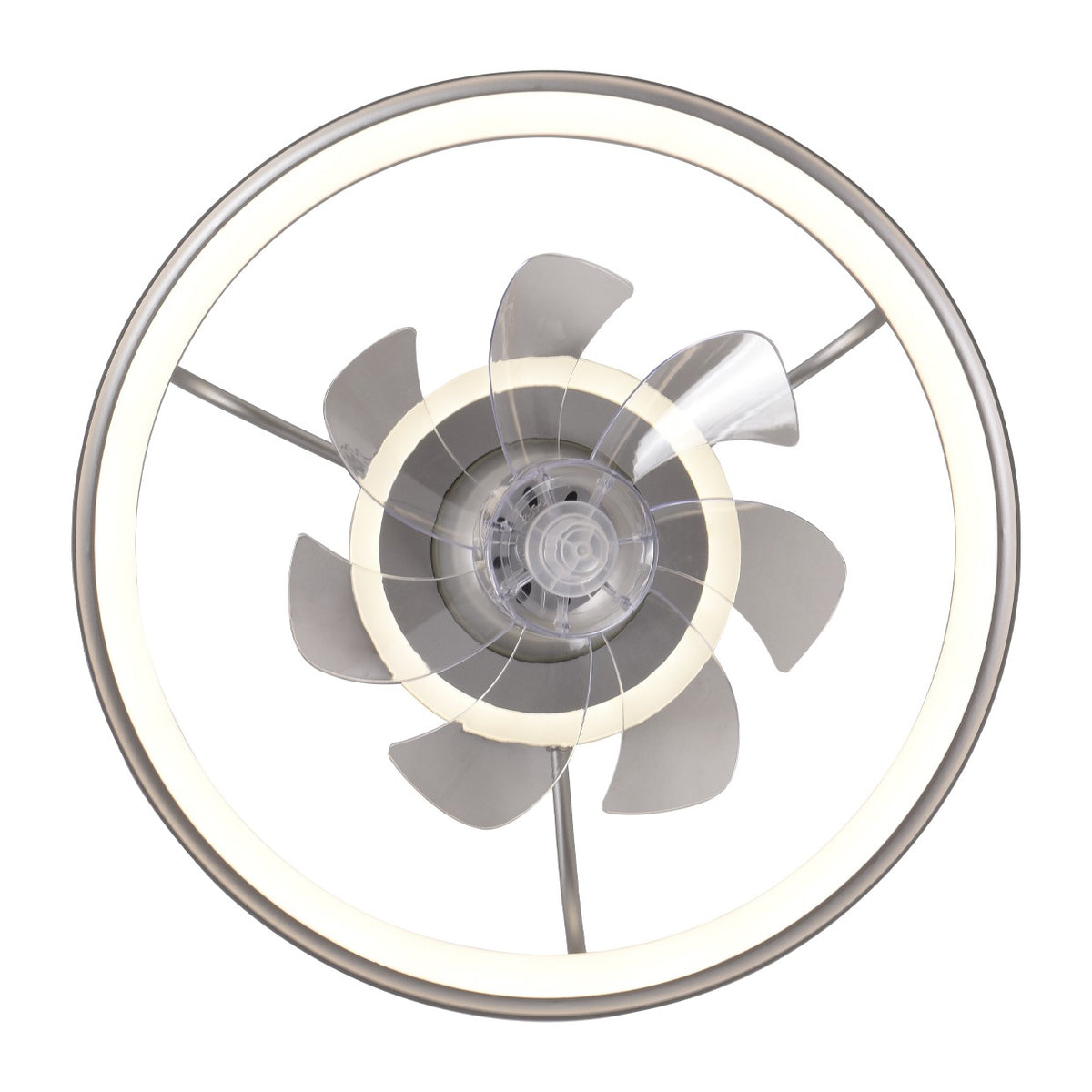 Ventilador de techo AJP/Alemar Tom Plata 50cm (Ref. 11545): Dimensiones detalladas.  Diseño elegante, motor DC 20W, luz LED 35W y 7 palas para una potente y eficiente ventilación.  Luzguru.com
