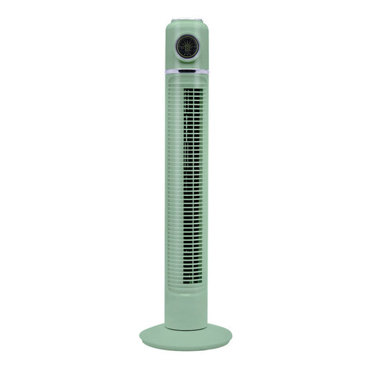 Ventilador de torre Artico Verde de Fabrilamp, 45W, 3 velocidades, con mando a distancia y temporizador.