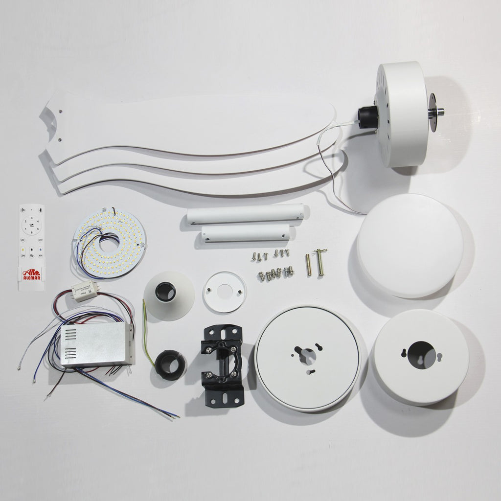 Medidas Ventilador Volcano 107cm Blanco AJP Alemar Ref. 11540 - LuzGuru
