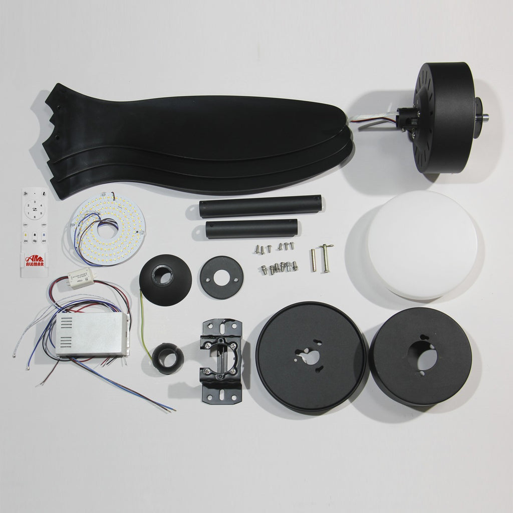 Medidas Ventilador Valcano Negro 107cm AJP Alemar (Ref. 11541) - LuzGuru
