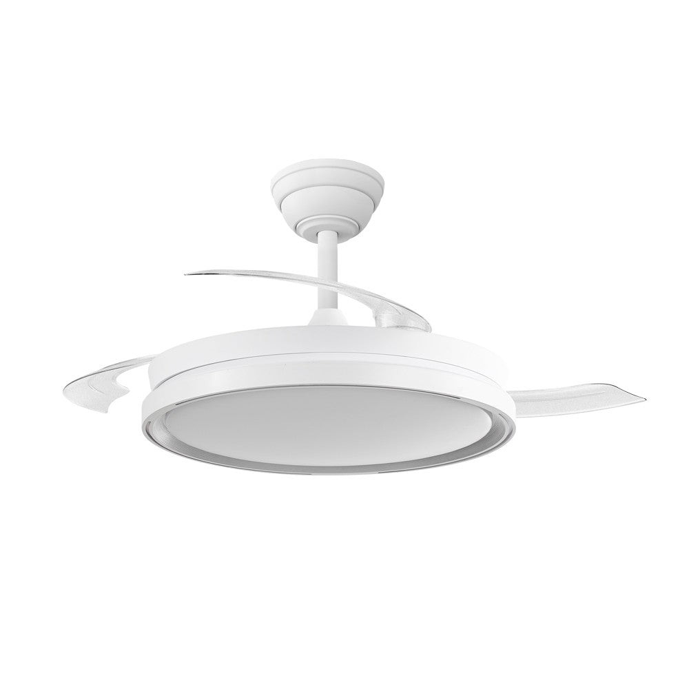 Ventilador moderno con aspas retráctiles ideal para salón