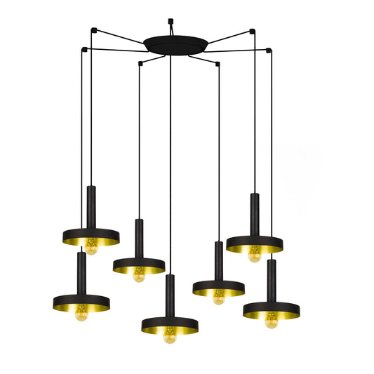 Colgante Moderno 2016 Negro/Oro – vista principal · Ref. 20160-7L